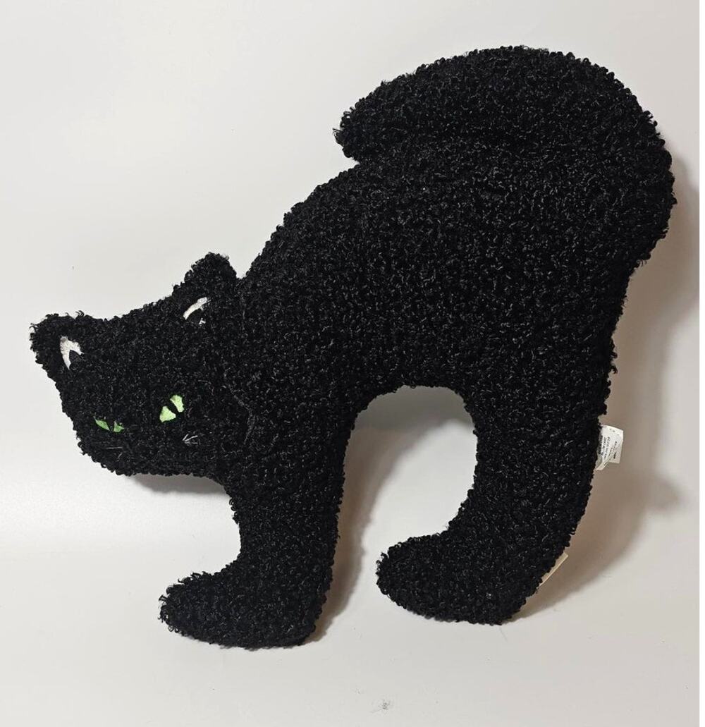 World Market Arched Black Cat Shaped Pillow Halloween Decor Retired